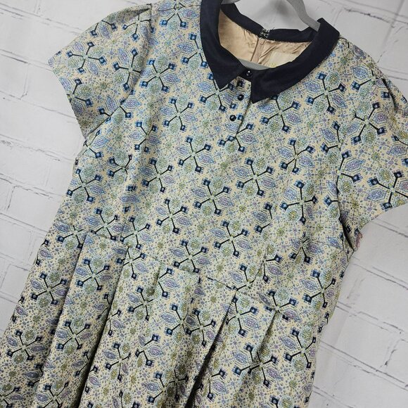 ModCloth Floral Geometric Pattern Dress Collar Pockets Womens 4XL Short Sleeve - Picture 6 of 16